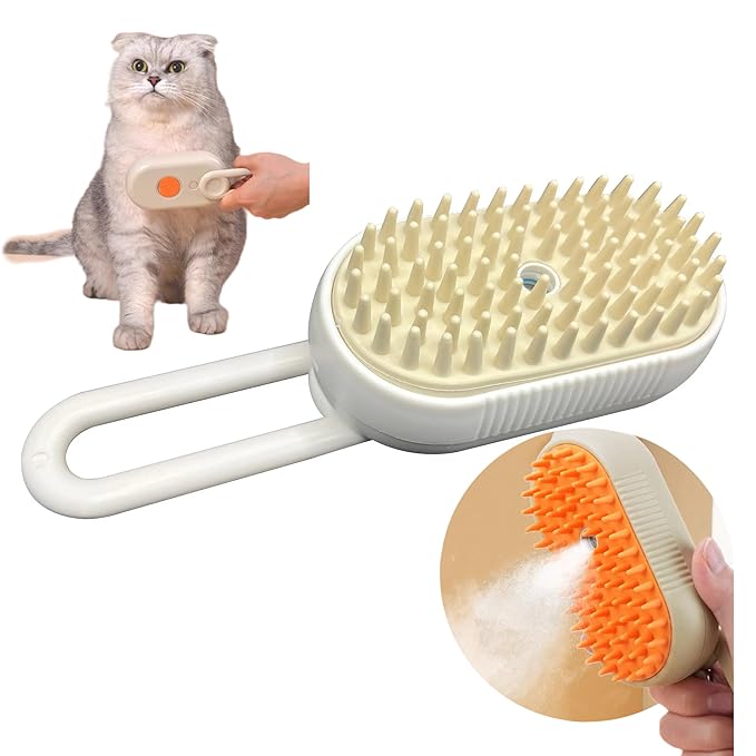 Easy Self-Cleaning Pet Steam Brush with 360° Rotating Arm for Long and Short Hair Cats and Dogs Grooming Supplies Steam Brush for Shedding (One Size, 3, Count)