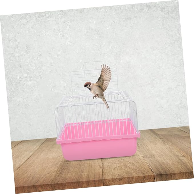 BESPORTBLE Portable Bird Travel Cage Lightweight Plastic Carrier for Lovebirds Parakeets Cockatiels Durable Easy to Clean with Transparent Observation Window for Small Animals