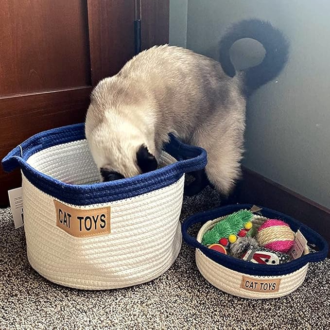 Midlee Cat Toy Rope Cotton Basket (Large)