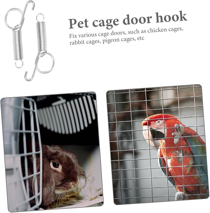 Bird Cage Door Spring Hanger Pet Cage Door Hook Fixed Latch for Rabbit Chicken Pigeon Parrot Cages