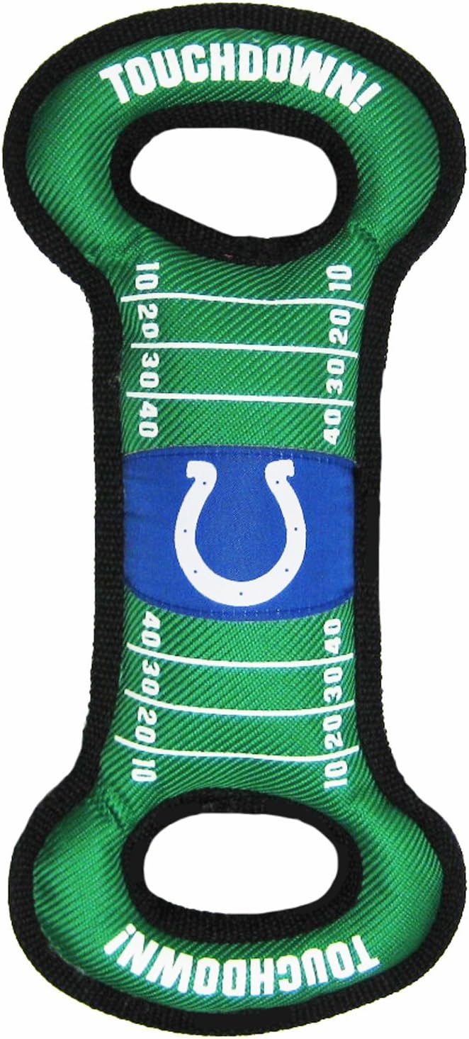 NFL Football Field DOG TOY with Squeaker. - INDIANAPOLIS COLTS - For Tug, Toss, and Fetch. - Tough & Durable PET TOY