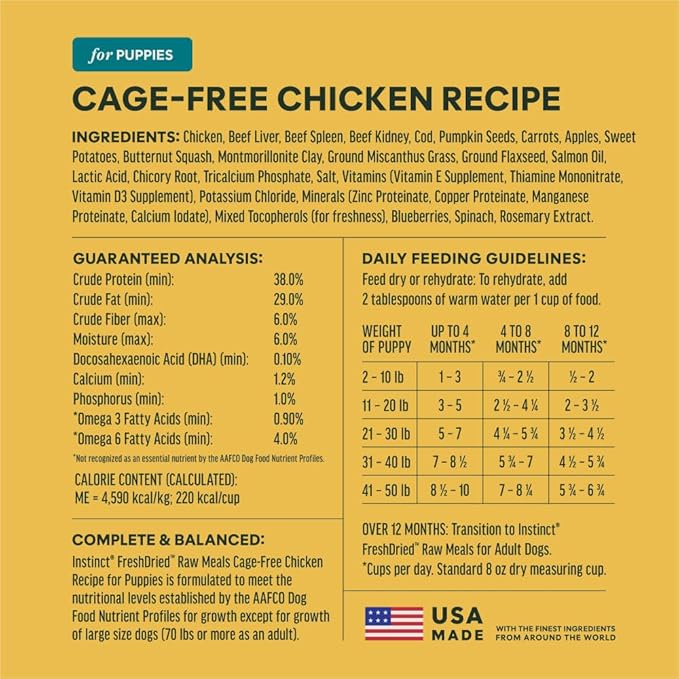 Instinct Puppy Freeze-Dried Meals, FreshDried Bites, Natural Dog Food, Grain-Free - Cage-Free Chicken, 25 oz. Bag