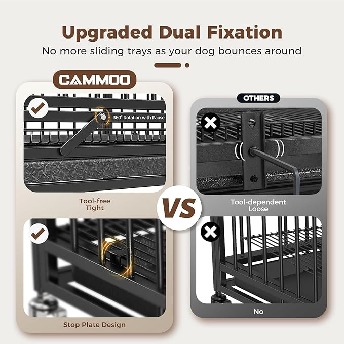 38" Heavy Duty Dog Crates for Small Dogs, Escape Proof, Upgraded 4 Lockable Wheels, Removable Door, Dog Kennel Indoor, Max Load 300Lbs, Easy to Clean, Medium Dog Crate for High Anxiety Dogs