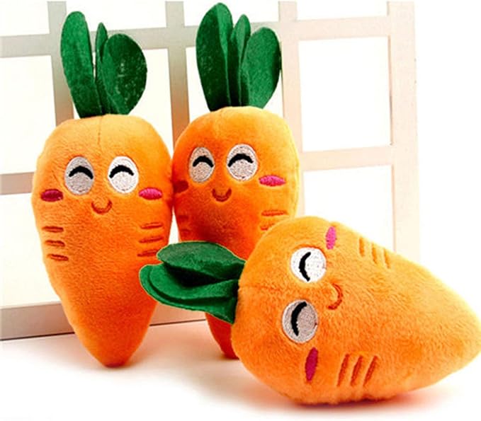 Bluelanss Soft Puppy Pet Supplies Cute Carrot Plush Chew Squeaker Sound Squeaky Toys for Dog Cat Birthday Xmas Gifts (Orange)