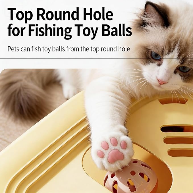 Interactive Cat Toys for Indoor Cats, 2-in-1 Kitten Toys with Balls & Feathers, BPA-Free Safe Material,Non-Slip Base, Sturdy and Durable (Green)