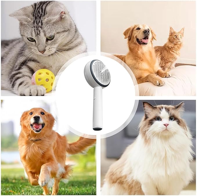 Pet Grooming Brush for Cats & Dogs - Steam Brush with Dual Functions, Moisturizer, Release Button, Water Reservoir - Ideal for Removing Static and Shedding, Perfect for Travel