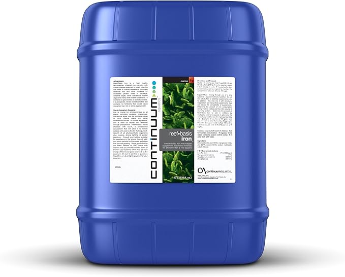 Continuum Aquatics Reef Basis Iron - Iron Macro-Algae Supplement for All Marine Fish and Reef Aquariums, 20 Liter