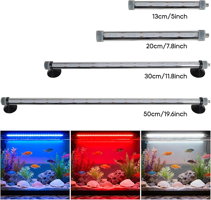 Submersible Fish Tank Light: Underwater Aquarium Light with Remote and Suction for Home Fish Keeper -Full Spectrum Aquarium Tank Light with Colors Change for 19.6In Saltwater Freshwater Tank