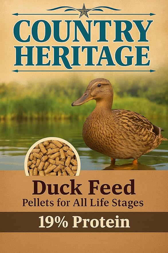 Country Heritage Duck Feed – Pellets for All Life Stages (19% Protein with Prebiotics & Probiotics, Do Not Float) (5 Pounds)