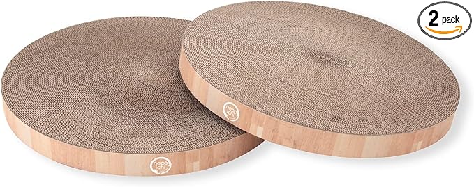 Necoichi Cat Scratcher Bowl Replacement for Indoor Cats - Cat Scratching Lounger with Reversible Usability and Extra Comfort for Lounge, Cardboard Bed Couch / (XL, Oak)