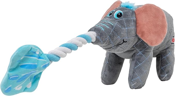 KONG Bendeez Dog Toy – Durable Plush with Rope, Flexible Twistable Design, Squeaker for Interactive Play, Large Size for All Dogs (Elephant)