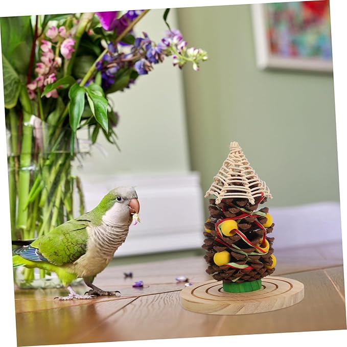 HANABASS Natural Pinecone Chewing for Parrots and Hamsters Durable Bird Cage for Teeth Grinding Engaging Design for Conures Parakeets and Cockatoos