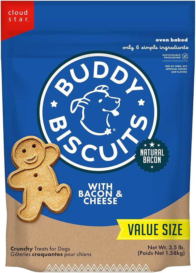 Buddy Biscuits Crunchy Dog Treats, Bacon & Cheese 3.5 lbs. Bag