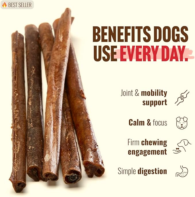 Natural Farm Bully Coated Gourmet Collagen Sticks (12 Inch, 5 Pack), Real Bully Beef Coated, 95% Natural Collagen, Supports Healthy Joints, Skin & Coat - Best for Small & Medium Dogs