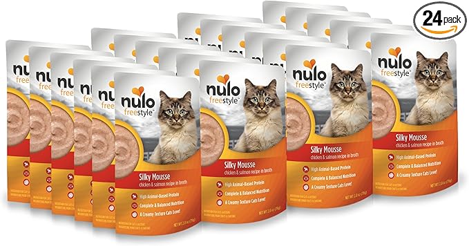 Nulo Freestyle Wet Cat Food Mousse, Smooth as Silk Texture with High Animal-Based Protein for Complete and Balanced Nutrition Your Kitten to Senior Cat Will Crave, 2.8 Ounce (Pack of 24)
