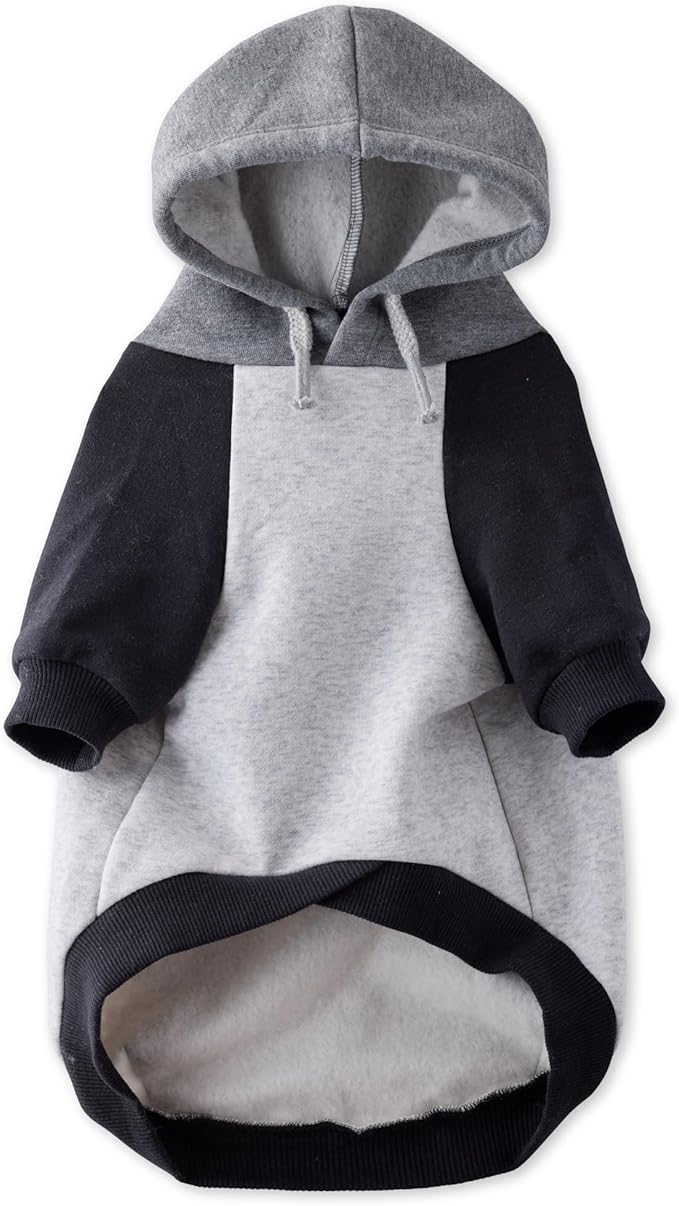 Pet Passion Rocky II - The Extra Comfy Hoodie, Organic Cotton and Recycled Poly Dog Hoodie Pet Coat Sweater for Small, Medium, Large Dogs, Heather Gray Color Block, X-Small