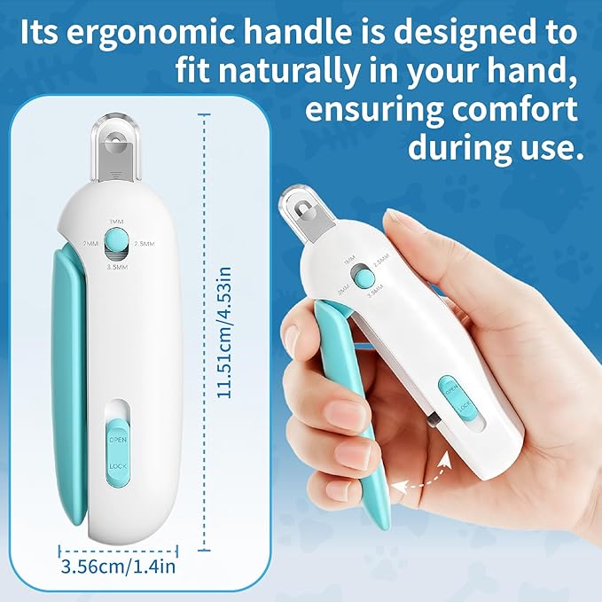 Cat Nail Clipper- Adjustable Trimming Round Hole (1–3.5 mm) Hidden Nail File Anti-Splash Claw Trimmer for Grooming for Kittens,Bunny,Guinea,Pig,Rabbit,Ferret,Bird,Small Pets (Blue)