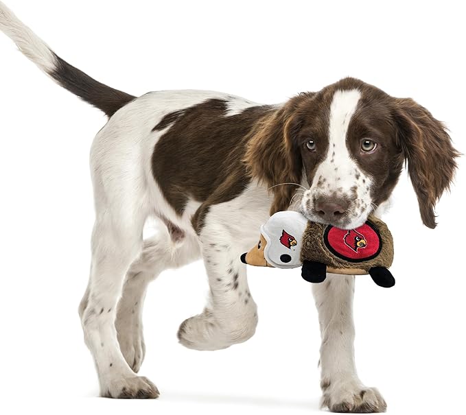 NCAA Louisville Cardinals Plush Hedgehog Toy for Dogs & Cats, Cool Soft Pet Toy for Fun and Interactive Play, Dog Chew Toy with Squeaker, Licensed Hot Pet Toy