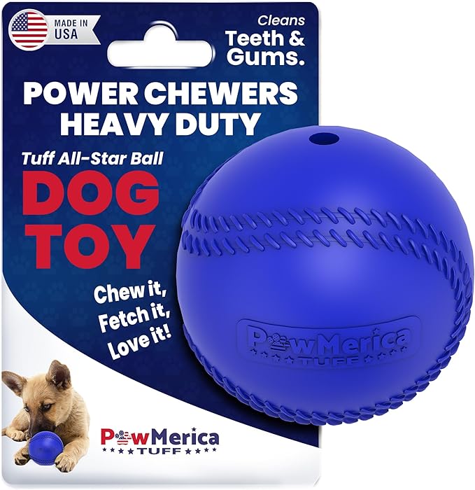 All-Star Ball – Indestructible Dog Chew Toy for Aggressive Chewers – Tough Rubber Ball for Chewing & Fetching – Promotes Dental Health – Pet-Safe & Made in USA (3.5 x 3.5 x 3.5 Inches)