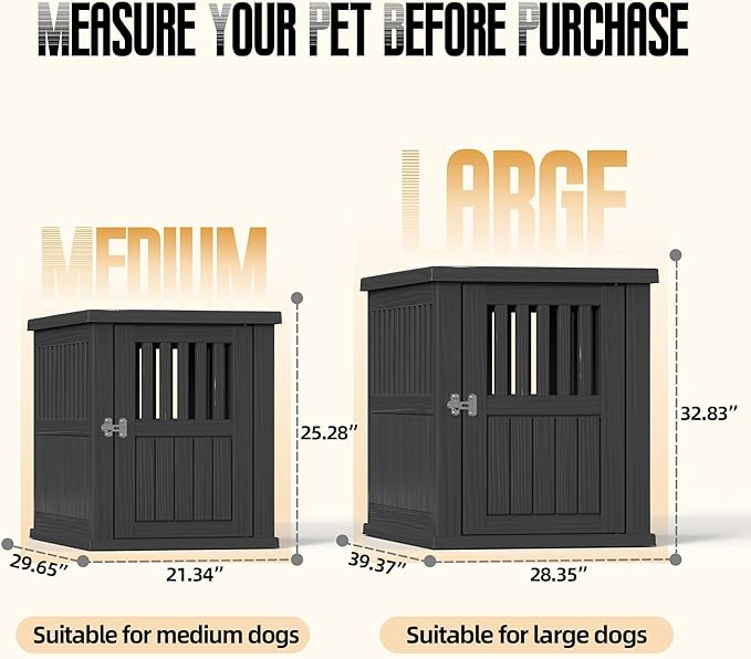 30 INCH Small Dog Crate Furniture Lockable Dog Kennel Indoor Dog Cage Heavy Duty Decorative Plastic Pet Cage End Table for Small/Medium Dogs, Black