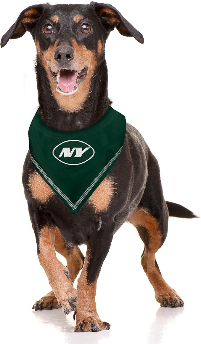 Pets First NFL NEW YORK Jets TIE Bandana, Size Large/X-Large. Dog Bandana Scarf Bib for Pet Cat Dog. The Ultimate Game-Day, Party Bandana