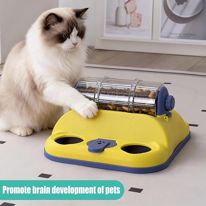 Dog Toy, Interactive Slow Feeding Roller for Cats & Dogs - Fun Treat Dispensing, Puzzle Toy Small/Medium/Large Dogs Gifts, Dog Treat Puzzle (Yellow)