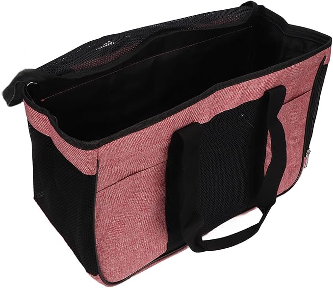 Breathable Cat Carrier with Anti Escape Design, Soft Portable Cat Travel Carrier for Small Pets, Mesh Cat Bag with Pockets and Roll Up Door for Vet Visits Car Travel (Pink with Black)