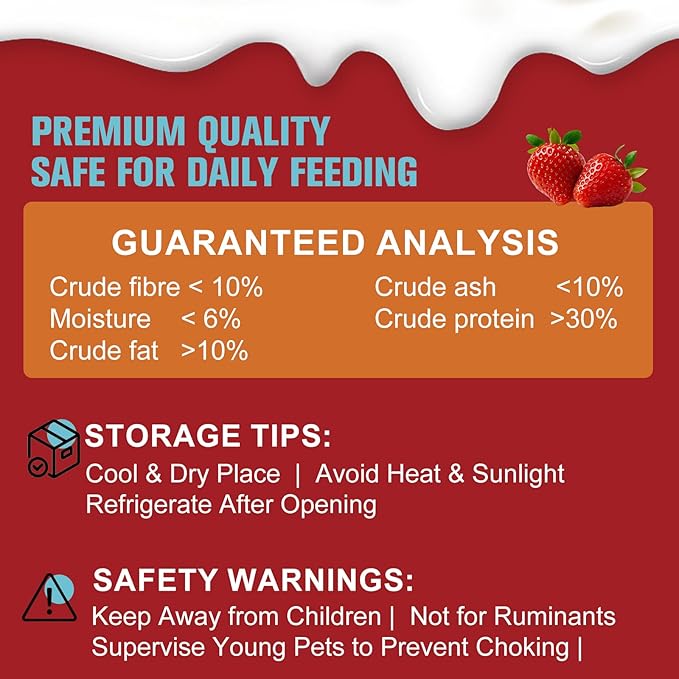 Freeze Dried Yogurt Dog Cats Treats Crunchy Snacks with Strawberry100g (3.52oz), High Protein Yogurts Snacks Pets Food for Cats Dogs Training (Strawberry Yogurt 3pcs)