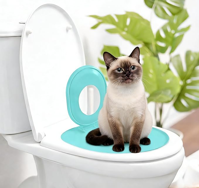 Cat Toilet Seat Training Kit,Reusable Plastic Trainer for Pet Cleaning,Removable Pet Toilet Training System,Portable Trainer for Home Pet Shop Pet Care,Easy Installation,Stable and Durable (Grey)