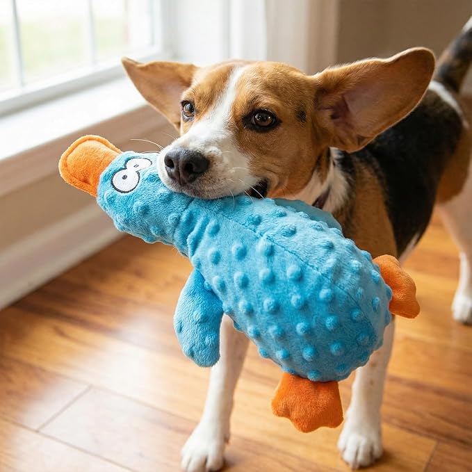 Calming Duck for Dogs, Interactive Squeaky Dog Chew Toy with Built-in Squeaker, Stuffed Duck Dog Squeaky Toy to Keep Them Busy for Small, Medium & Large Dogs Cats