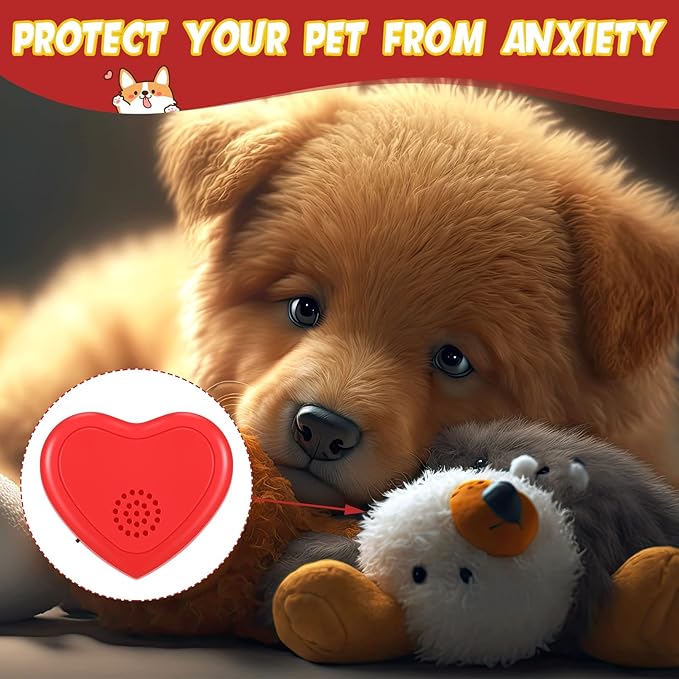 Wettarn 4 Pcs Heartbeat Replacement Puppy Soother Heartbeat Simulator for Dogs Pets Red Simulator Toys for Cats Dog Anxiety Relief Sleep Aid Calming