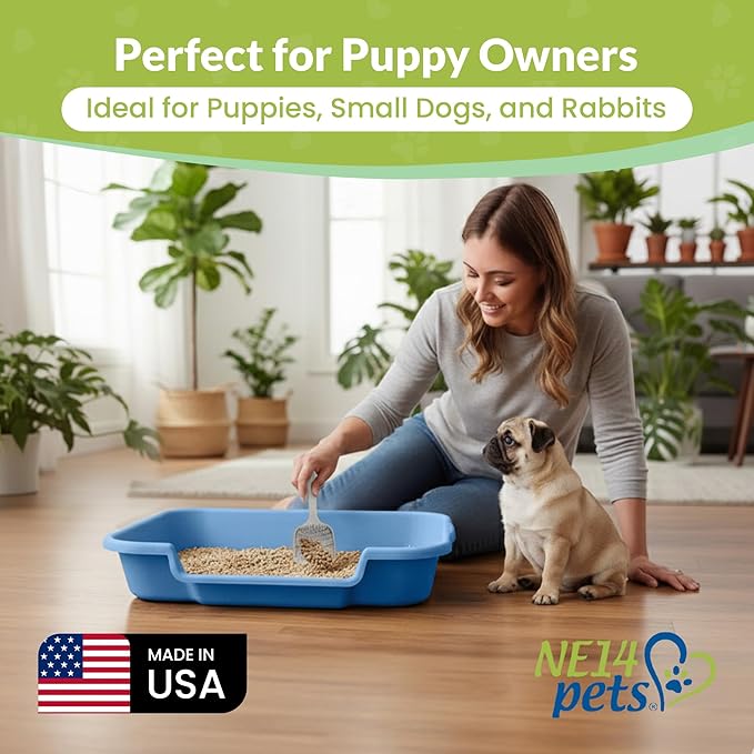 Dog Litter Box, Blue Color, Large Size, Durable & Pet Safe Puppy Litter Box, Indoor Open Top Entry Dog Litter Pan, Comfortable for Dogs, Great for Dogs up to 20 lbs