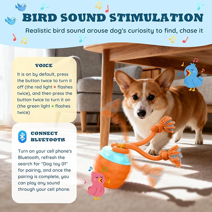 Interactive Dog Toys Ball - New Upgraded Chase Buddy Dog Toy for Small Dogs, Automatic Moving and Rolling Dogs Ball for Boredom, USB Rechargeable(Light Orange)