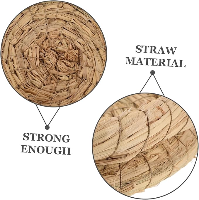 BESPORTBLE 5pcs Handwoven Small Animal Nest Cozy Woven Straw Sleeping Pad for Pets Comfortable Birdcage Accessories for Guinea Pigs and Chickens