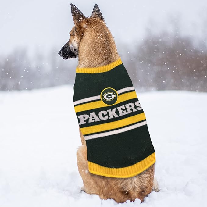 NFL Green Bay Packers Dog Sweater, Size Extra Large. Warm and Cozy Knit Pet Sweater with NFL Team Logo, Best Puppy Sweater for Large and Small Dogs