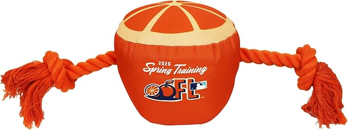 Pets First Licensed MLB Florida Grapefruit Rope Toy for Dogs & Cats. Tough Nylon, Grapefruit Design, Heavy-Duty Ropes with Inner Squeaker