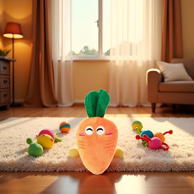 1Pc Orange Soft Dog Toys Cute Carrot Chew Squeaker Sound Pet Puppy Supplies Dog and Cat Toys with Multi-Squeaks,Dogs Squeak Toys,Pet Toys
