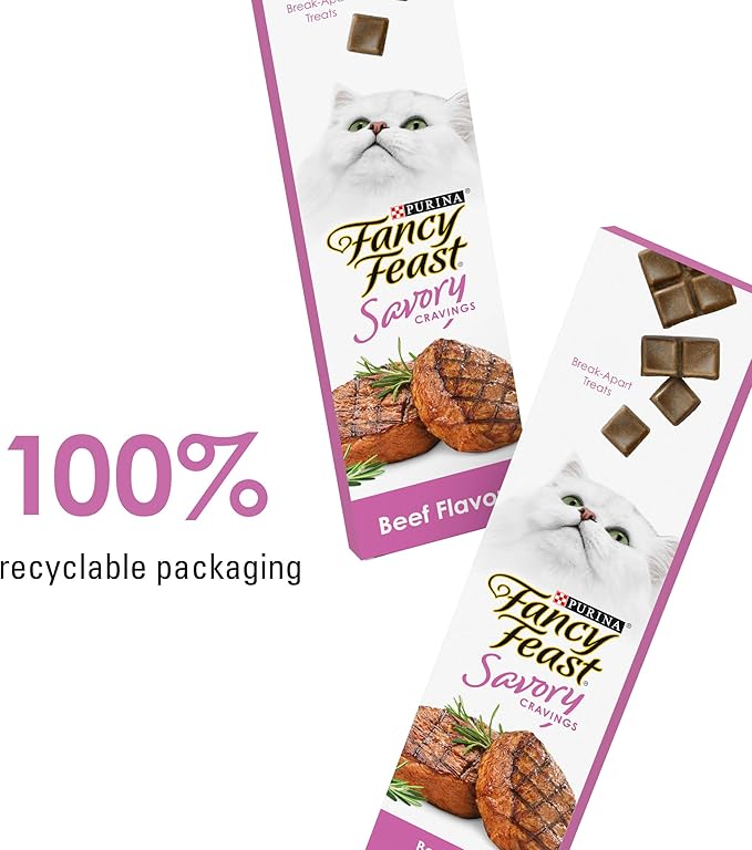 Fancy Feast Purina Limited Ingredient Cat Treats, Savory Cravings Beef Flavor - 3 oz. Box (Pack of 2)