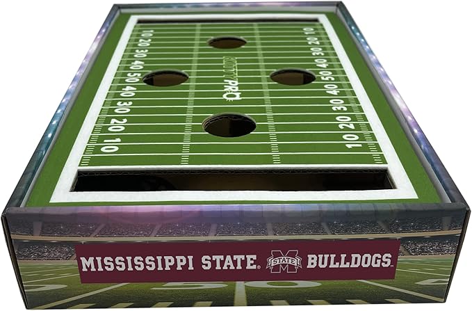 Pets First NCAA Mississippi State Bulldogs Cat Scratcher Box, Game Day Cat Toy, NCAA Football Field Designed Cat Scratcher and Lounge, Stimulating Cat Game
