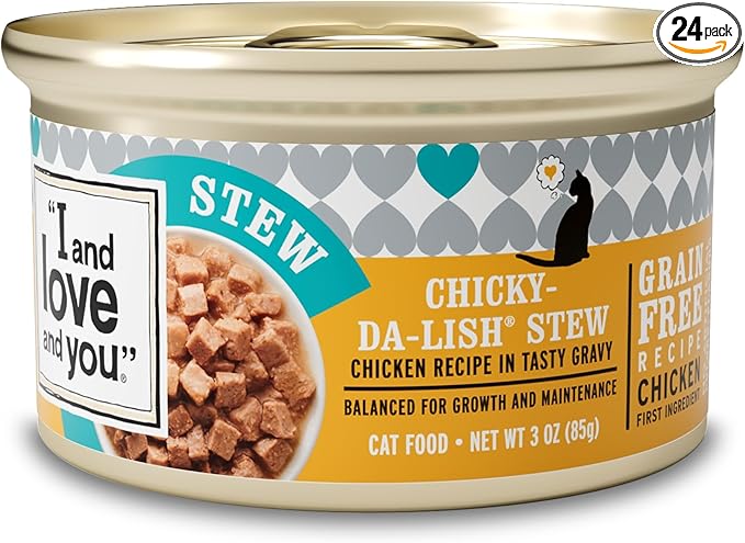 I and love and you Wet Cat Food - Chicky-Da-Lish Stew - Chicken Recipe, Grain Free, Filler Free, 3oz Pack of 24 Cans