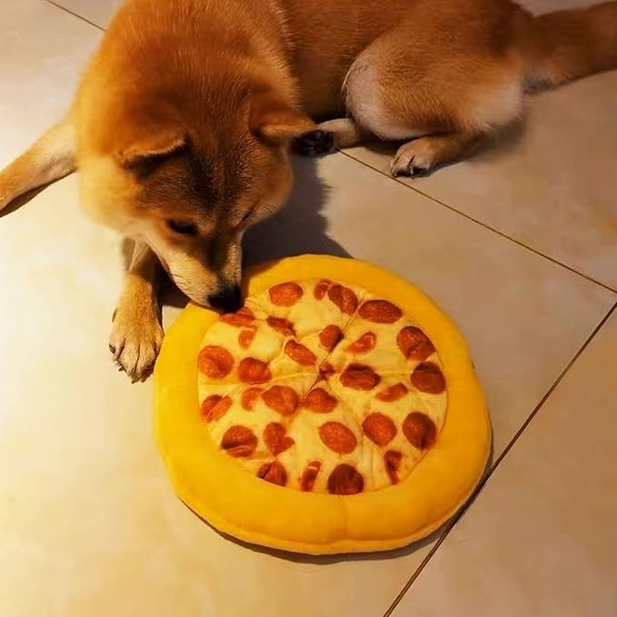 Chew Friendly Plush Pizza Pet Toy for Dog and Cats Realistic Pizza with Squeaker Perfect for Indoor Interaction Play Interaction Toy