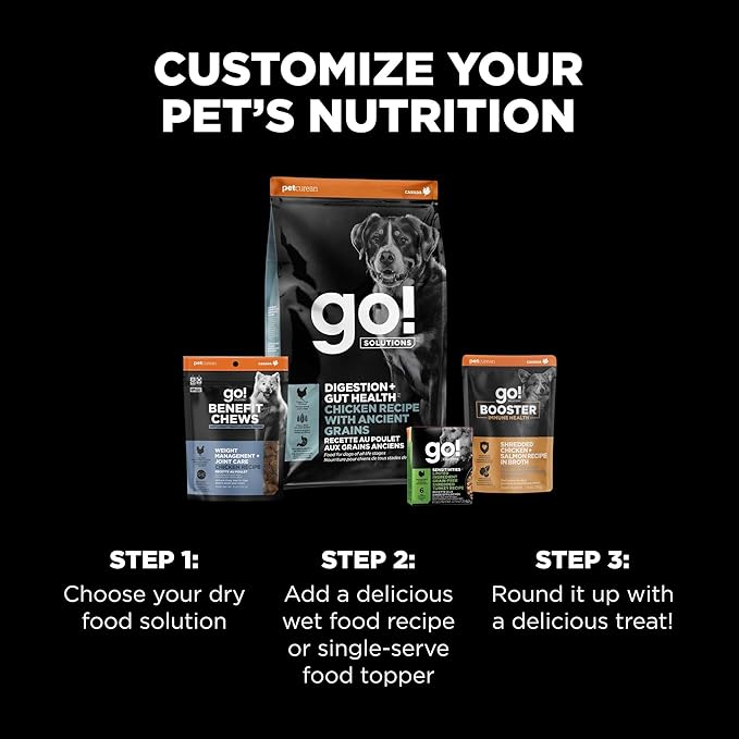 Go! Solutions Digestion + Gut Health Chicken Dry Dog Food, Premium-Quality Kibble for Gastrointestinal & Digestive Wellness, Supports Sensitive Stomachs, for Puppies, Adults & Seniors, 12 lb Bag