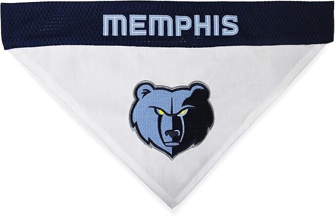 Pets First NBA Reversible Dog Bandana - Memphis Grizzlies Team Logo, Blue and White, Large/X-Large