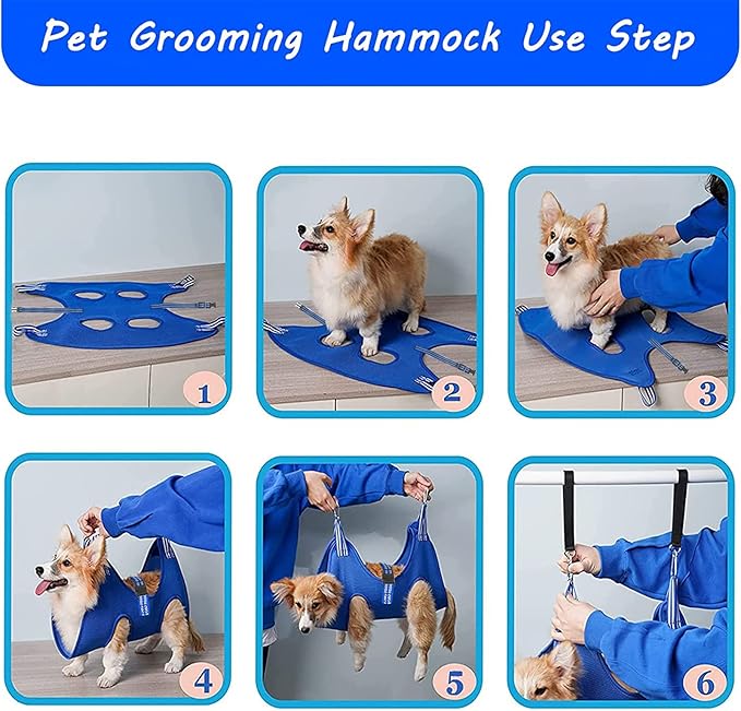 FEEGO Pet Grooming Hammock for Small Dogs & Cats, Dog Grooming Hammock, Pet Grooming Sling, Dog Grooming Harness, Pet Nail Clip Bag for Grooming, Cat Grooming Sling for Trimming Nail and Ear/Eye Care