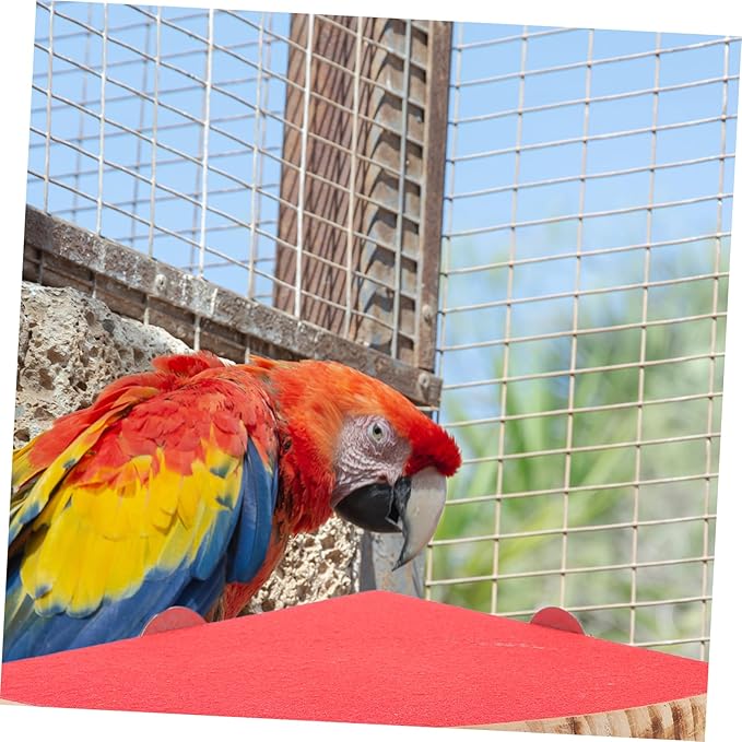 POPETPOP Fan Shape Frosted Wooden Pet Cage Platform Small Pet for Parrots Hamsters Squirrels Durable Chew Decoration Supplies Random Color
