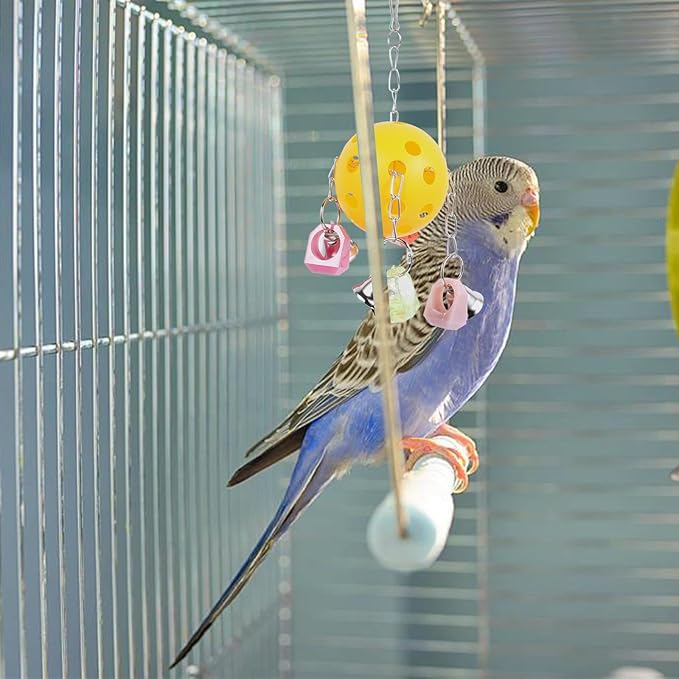 LIOOBO Parrot Hanging Bell Ball with Colorful Plastic Bell Interactive Chew for Bird Cages Suitable for Parrots and Small Birds Pet Cage Hanging and Exercise