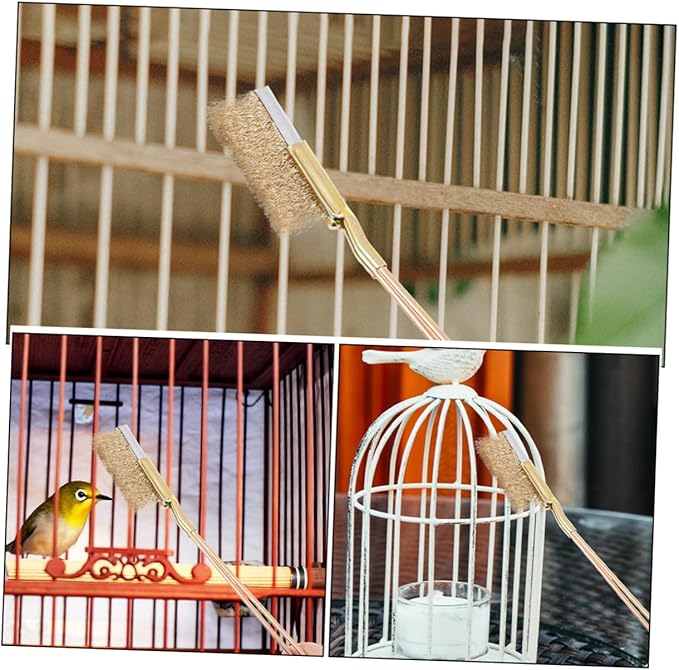 1set Bird Cage Brush Handle Steel Bristles for Efficient Cleaning of Parrot and Animal Cages Ergonomic Grip for Comfortable Use for Trays and Rungs