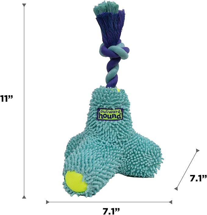 Outward Hound FlyFetch Rope Tug Dog Toy, Plush Body with Squeakers, Multiple Textures, Floats in Water, All Breeds, 11"