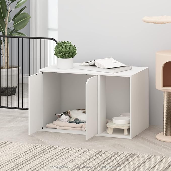 Furinno Peli Litter Box Enclosure, Solid White