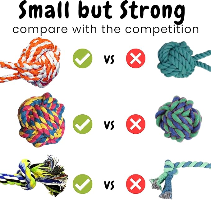 Otterly Pets Small Puppy Dog Rope Toys for Play Chew Teething and Boredom - for Small and Toy Dogs (6-Pack)